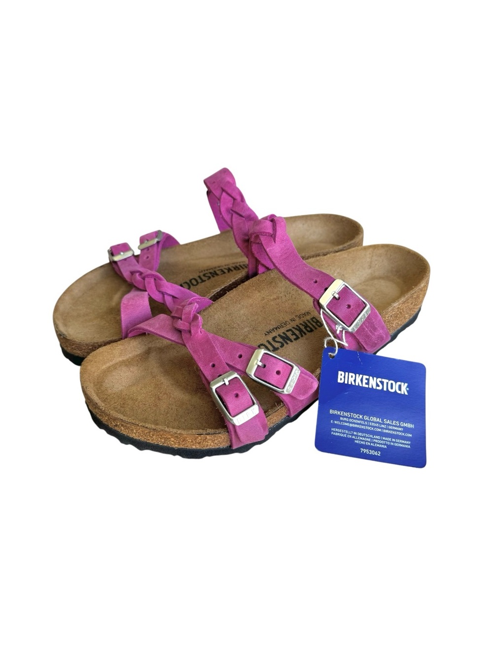 🆕 Birkenstock Franca Braided Fuchsia Oiled Leather Sandal Slides - Picture 4 of 9